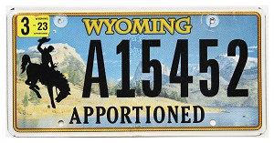 2023 Wyoming Apportioned License Plate #A15452