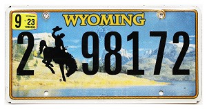 2023 Wyoming License Plate #298172