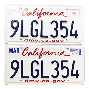 2024 California Fleet License Plates Pair #9LGL354