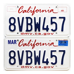 2024 California License Plates Pair #8VBW457