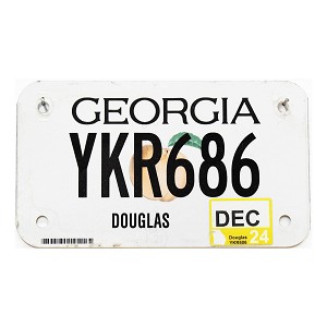 2024 Georgia Motorcycle License Plate #YKR686
