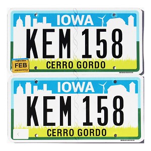 2024 Iowa License Plates Pair #KEM158