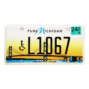 2024 Michigan Disabled License Plate #L1067