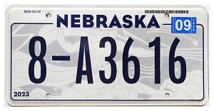 2024 Nebraska License Plate #8A3616