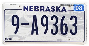 2024 Nebraska License Plate #9A9363