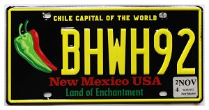 2024 New Mexico Chile License Plate #BHWH92