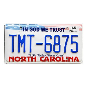 2024 North Carolina License Plate #TMT6875