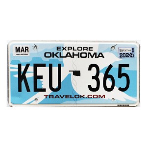 2024 Oklahoma License Plate #KEU365