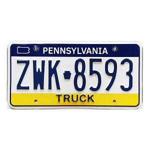 2024 Pennsylvania Truck License Plate #ZWK8593