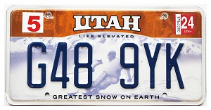 2024 Utah Ski License Plate #G489YK