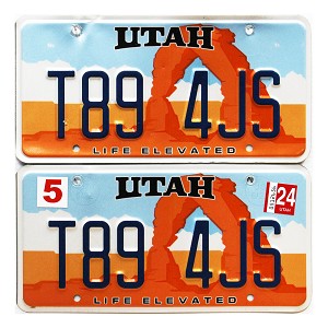 2024 Utah Arch License Plates Pair #T894JS