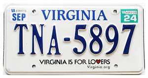2024 Virginia License Plate #TNA5897