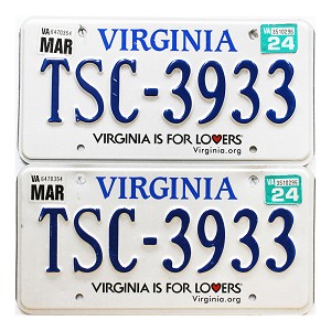 2024 Virginia License Plates Pair #TSC3933