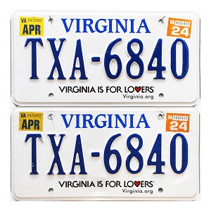 2024 Virginia License Plates Pair #TXA6840