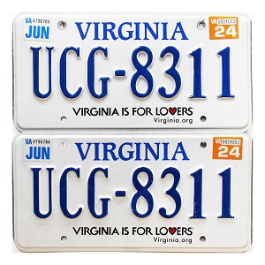2024 Virginia License Plates Pair #UCG8311