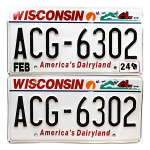 2024 Wisconsin License Plates Pair #ACG6302
