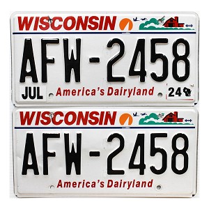 2024 Wisconsin License Plates Pair #AFW2458