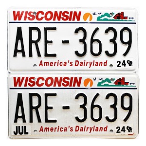 2024 Wisconsin License Plates Pair #ARE3639