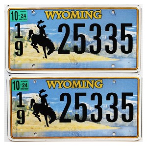 2024 Wyoming License Plates Pair #1925335