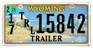 2024 Wyoming Trailer License Plate #1715842