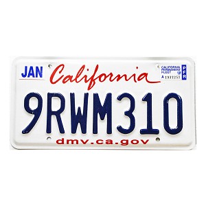 2025 California Fleet License Plate #9RWM310
