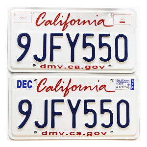 2025 California Fleet License Plates Pair #9JFY550