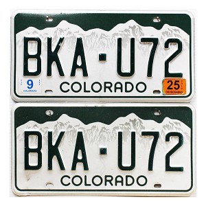 2025 Colorado License Plates Pair #BKAU72