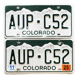 2025 Colorado License Plates Pair #AUPC52