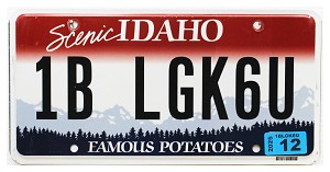 2025 Idaho License Plate #1BLGK6U