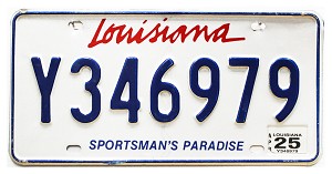 2025 Louisiana License Plate #Y346979