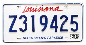 2025 Louisiana License Plate #Z319425