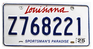 2025 Louisiana License Plate #Z768221