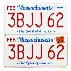 2025 Massachusetts License Plates Pair #3BJJ62