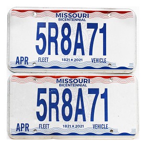 2025 Missouri Fleet License Plates Pair #5R8A71