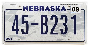 2025 Nebraska License Plate #45B231