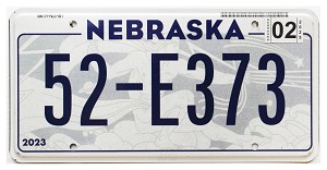 2025 Nebraska License Plate #52E373