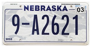 2025 Nebraska License Plate #9A2621