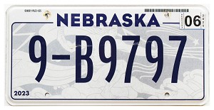 2025 Nebraska License Plate #9B9797