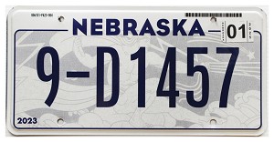 2025 Nebraska License Plate #9D1457