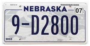 2025 Nebraska License Plate #9D2800