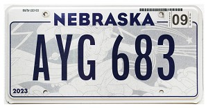 2025 Nebraska License Plate #AYG683