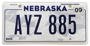 2025 Nebraska License Plate #AYZ885