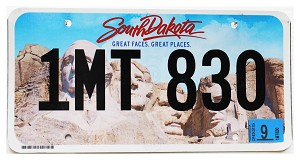 2025 South Dakota License Plate #1MT830