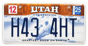 2025 Utah Ski License Plate #H434HT