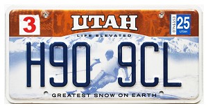 2025 Utah Ski License Plate #H909CL