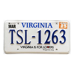 2025 Virginia License Plate #TSL1263