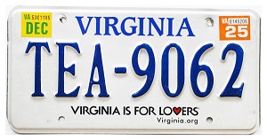 2025 Virginia License Plate #TEA9062