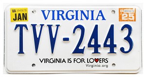 2025 Virginia License Plate #TVV2443