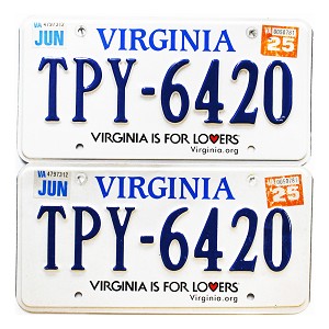 2025 Virginia License Plates Pair #TPY6420