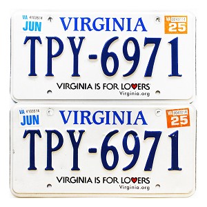 2025 Virginia License Plates Pair #TPY6971